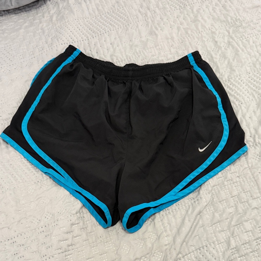 Nike Women's Athletic Shorts in Black with Blue Trim
